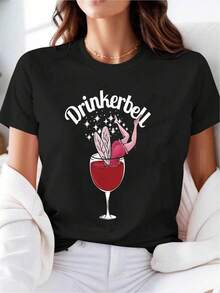 Drinkerbelle Unique T-Shirt, Y2K Design, Modern Style With Fun Cocktail Graphic, Perfect For Party Lovers And Casual Fashion, Vibrant Print, Ideal For Outings Or Gatherings, Stand Out On Any Occasion, Mexican Republic 2023 CK4L - 黑色 - 查看 7