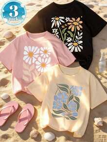 Sold Separately, Not A Three-Piece Set. Women's Vintage American-Style Printed T-Shirt, Soft And Comfortable, Available In Various Styles. Three Designs To Choose From. Made From 100% Pure Cotton, It's Ideal For Working Out, Everyday Wear, Vacations, School, The Office, And Parties. - 黑色 - 查看 9