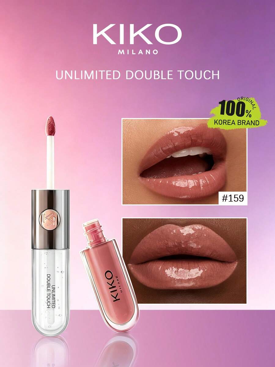 KIKO Milano 159 UDT 中国限量版 '25 双头持久液体唇膏，24 小时粉底 + 亮泽两步式，防晕染防水丝绒妆效 + 镜面光泽，持妆 16 小时，滋润舒适，意大利制造，2025 中国独家发售，节日/母亲节礼物，6 毫升/0.2 液盎司