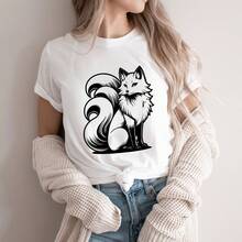 Nine Tail Fox Shirt, Anime Shirts, Gift For Anime Lovers, Fox Spirit Tee, Anime Apparel, Anime Shirt Women, Japanese Art Shirt, Manga Shirt - 白色 - 查看 1