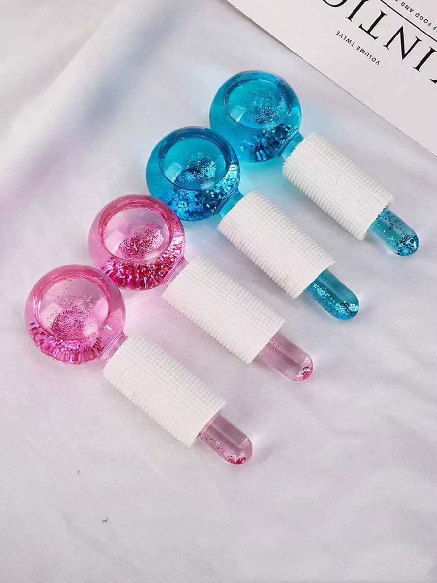 2个/套 鱼尾形冰波美容球,冷热敷按摩球,水晶能量冰球,面部及眼部按摩器,家用美容护理工具,便携式冷热敷球 - 彩色 - 查看 1