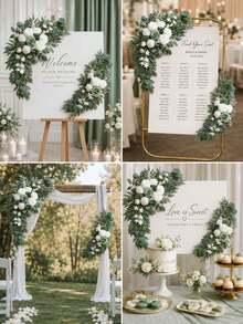 2pcs/Set Artificial Lavender Rose Wedding Arch Flowers, Suitable For Wedding Welcome Sign And Arch Decoration (Lavender Green) - Green - View 6