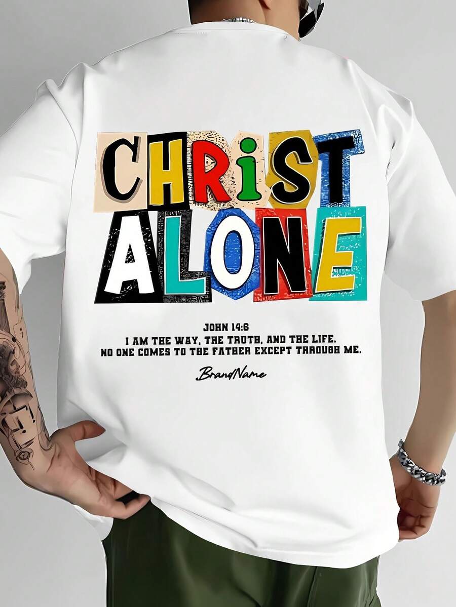Camiseta de Verano de Manga Corta Estampada para Hombre - Blanco - Ver 1