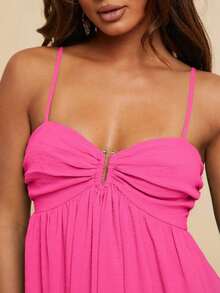 Vestido plisado sin mangas  para mujer, estilo vacacional, atuendos de playa para mujer, atuendo de concierto para mujer, boho, atuendos de rave, vacaciones tropicales, festival, vestidos boho para mujer, vestidos tropicales para mujer, vestidos de mujer, estilo Old Money para mujer, estilo casual para mujer, otoño chic, atuendo para salir, vestido elegante para graduación, atuendo para concierto para mujer, invitada de boda, Día Nacional, vestido largo color marrón chocolate. - Rosa Fucsia - Ver 1