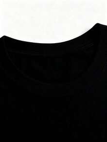 Women's Printed T-Shirt, Casual Short-Sleeved Top With A Round Neck, Made From Medium-Stretch Fabric, Machine Washable, Comfortable Fit, Suitable For All Seasons, Perfect For Everyday Casual Wear, Showcasing A Natural And Elegant Style, A Must-Have For Summer Parties. Relaxed Plus-Size T-Shirt For Summer. - 黑色 - 查看 4