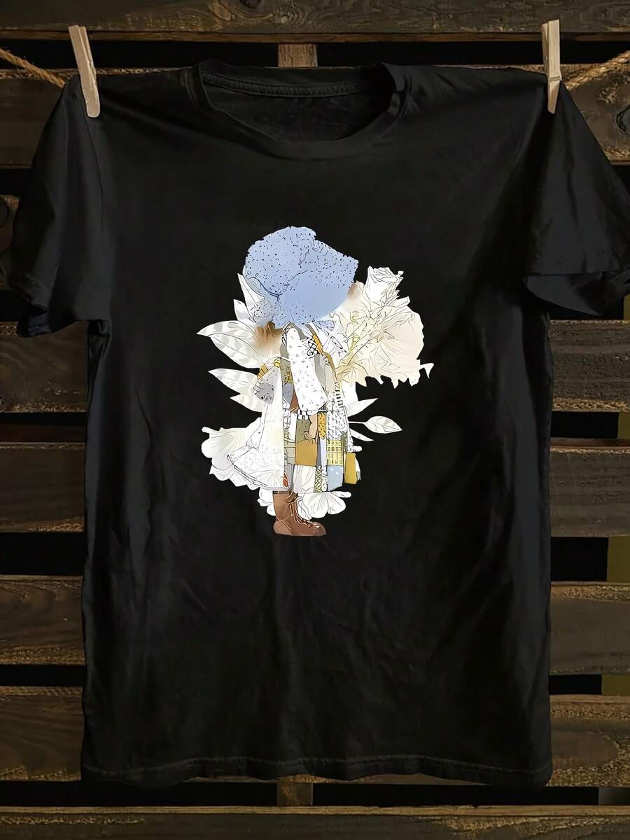 Camiseta unisex de manga corta, para mujerCortoMangaTripulaciónCuelloCamiseta-VeranoPrimaveraBlusa-InformalFloral&RotulaciónImprimirSuperiorconCortoMangaRedondoCuello-MáquinaLavableOpacoCamisa-InformalVestimenta&Superposición de capasPieza-MujeresModa(EnExistencias-RegularLongitud-playerashombre, , , Dazymujer,romwehombres, bohochic,maestrasregalos,camisetaparaconjuntos de mujercon curvasparamu,y2k, - Negro - Ver 1