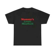 Unisex Thick Cotton T-Shirt "Mommy's Little Meatball", Funny Italian T-Shirt, Nic From Love Island, Gift For Italian Food Lovers, Family Vacation T-Shirt JV8V JK2I 9BCZ - 黑色 - 查看 1