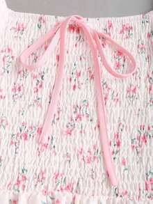 Vestido casual de media longitud con estampado floral diminuto para mujer, verano - Blanco - Ver 6