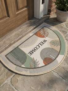 1pc Refreshing Geometric Line Half-Circle Doormat, Small Rug, Welcome Mat, Carpet, Fan-Shaped Rug, Outdoor Doormat, Kitchen Rug, Home Decor, Front Door Mat, Area Small Rug, Outdoor Mat, Home Decor, Area Rug, Garden Rug, Washable Carpet - Multicolor I - View 2