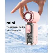 Portable Handheld Turbo Fan With Ice Cooling, Speed (1-199), 1800mAh Rechargeable Battery, 15000RPM Mini Pocket Fan For Travel/Outdoor/Home/Office - A - View 9