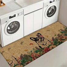 1pc Husky Pattern Printed Linen Kitchen Rug, Bathroom Mat, Doormat, 3D Printed Rectangular Carpet For Living Room, Bedroom, Hallway, Bathroom, Laundry Room - Polyester Rug For Indoor And Outdoor Home Decor - Multicolor - View 5
