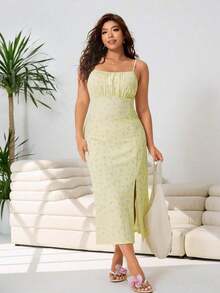 Vestido largo de mujer talla grande con estampado de lunares, tirantes finos, para playa, atuendo primaveral, fiesta de vacaciones, vestido hawaiano, vestido casual de mujer, vestido largo casual con espalda abierta, estampado floral y bajo con a - Multicolor 3 - Ver 8