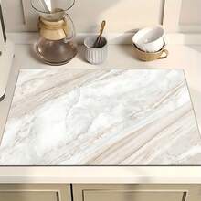 1pc Marble Pattern Printed Absorbent Dish Drying Mat, Espresso Machine Countertop Absorbent Mat, Sink Drain Mat, Soft Faucet Absorbent Mat, Bathroom Sink Coaster, Kitchen & Bathroom Accessories - Multicolor - View 2