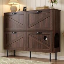 Narrow Shoe Cabinet With 3 Doors, With Shelf For Pet Toys, Shoe Rack, Shoe Storage, For Use In The Hallway. - Alami - View 8