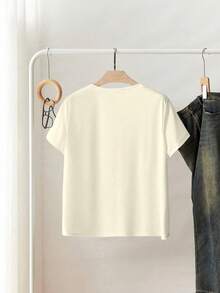 Women's T-Shirt Made Of 100% High-Quality Cotton, This T-Shirt Guarantees Exceptional Softness To The Touch, Round Neck With "Disney Minnie Floral" Print And Short Sleeves - 米色 - 查看 2