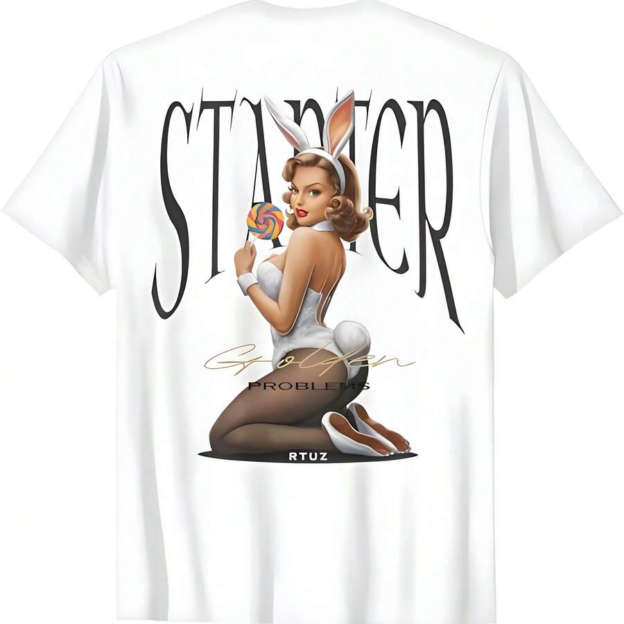 Hip Hop Vintage Hipster Edgy Urban Y2K Camiseta de ropa callejera con impresión trasera - Blanco - Ver 1
