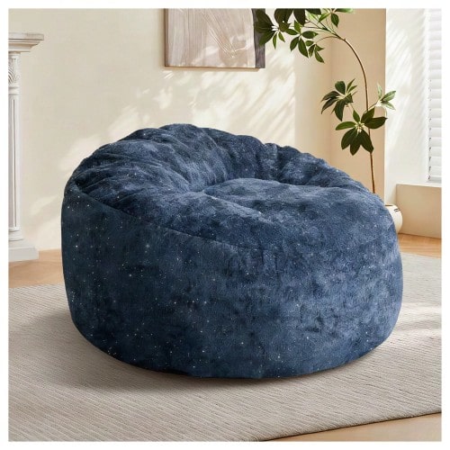 Curved Beanbag With A High Back Offering Full Body Support For Immersive Relaxation In Modern Living Spaces - 藍色 - 查看 1