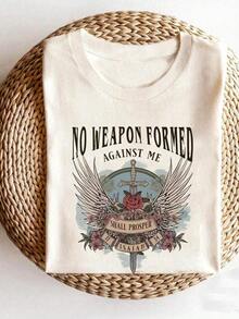 Women's Bohemian Style Pure Cotton T-Shirts With Biblical Verses, Christian Clothing,  Christian T-Shirt, Religious Clothing, Printed Blouse For Women. - 白色 - 查看 2