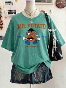 Disney Oversize Round Neck Washed T-Shirt With Disney MR. Potato Print, Disneyland, Disney Animal Kingdom, Disney Family Vacation Trip, Summer Outfits For Women, Vacation Outfits Women, Dresses,, Dresses For Women, Summer Clothes, Summer Tops, Capris For Women, Rompers For Women, Jeans For Women, Jorts, Graphic Tees Women, Tank Tops Women, Dresses For Women Summer, Summer Tops, Summer Clothes, Summer, Swimsuits For Woman, Bathing Suits For Women, Bikinis, White Tank Top, Women Sweatshirts & Hoodies, Cord Sets For Women, Trajes Elegantes De Mujer, Conjuntos De Dos Piezas Para Mujer, Skirt Two Piece Set, Conjuntos De Mujer, Blusas, Trajes De Mujer Casual, Free Shipping, Co Ords Sets Women, Faldas - Mint Green - View 1
