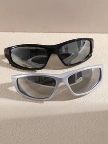 2pcs Fashion Wrap-Around Street Style Fashion Glasses For Women, Suitable For Casual Street Outfits - Multicolor - View 4