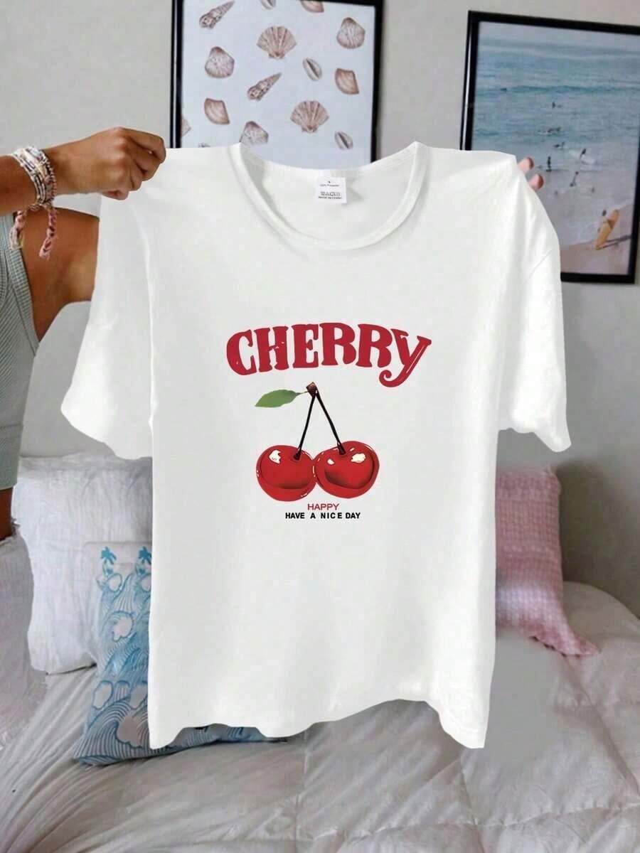 Women's Vintage T-Shirt, White, Printed, 180 G/M², 100% Cotton, Round Neck, Casual And Relaxed Fit, PriFashion - 白色 7 - 查看 1