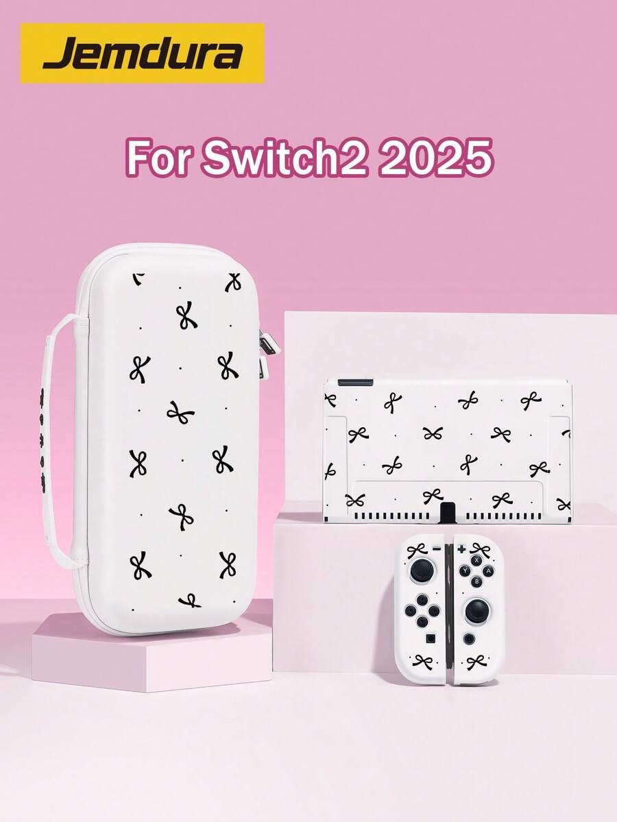 Switch配件,蝴蝶结波点图案,兼容新款Switch 2 (2025),NS2/Switch OLED/Switch保护套及收纳包,送给Switch玩家的最佳礼物,情人节/浪漫礼物 - 彩色 - 查看 1