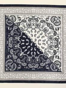 1 chiếc khăn trùm đầu bằng satin in họa tiết phong cách Bohemian, phụ kiện đội đầu hoặc tóc thời trang ngoài trời, thích hợp cho mùa xuân và mùa hè, cũng có thể dùng như khăn quàng cổ, băng đô hoặc dây buộc tóc. Rất phù hợp với trang phục mùa thu và mùa đông, một phụ kiện hoàn hảo cho phái nữ. - Khối màu xanh và trắng - Xem 3