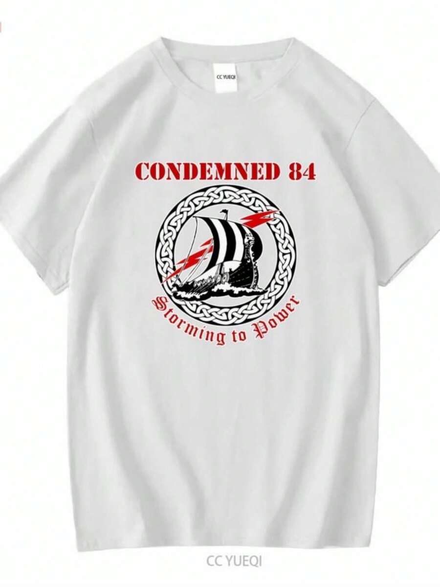 blusas para mujer New T Shirt Condemned 84 Storming to Power Funny American Size S 3XL vintage Washed Casual Versatile Top For Everyday Wear - Blanco - Ver 1