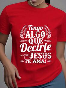 Camiseta Casual de Verano para ujer con Estampado 'Faith tatement', anga Corta, Estilo 'City ight Fashion'Traje de fiesta elegante,T-shirt para damas elegantes,Blusas adecuadas para mujeres con curvas,Faldas de graduación,Ropa casualEstampado de animales adorables ,Estampado de letras divertidas ,Combinable con la moda callejera - Rojo - Ver 8