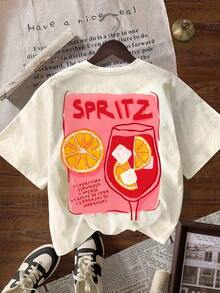 SPRITZ CLUB Women's Summer T-Shirts, Vacation Clothes, T-Shirts, Beachwear, Clubwear, Casual Short Sleeve Crew Neck T-Shirt Black - 杏色 - 查看 3