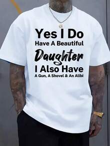 Camiseta Deportiva Casual para Mujer con Gráfico de Hombre Tatuado - Camiseta Elástica de Cuello Redondo, Lavable aáquina, Ajuste Cómodo y Apta para Todas las Estaciones, Estilo Moderno con Texto Impactante. - Blanco - Ver 1