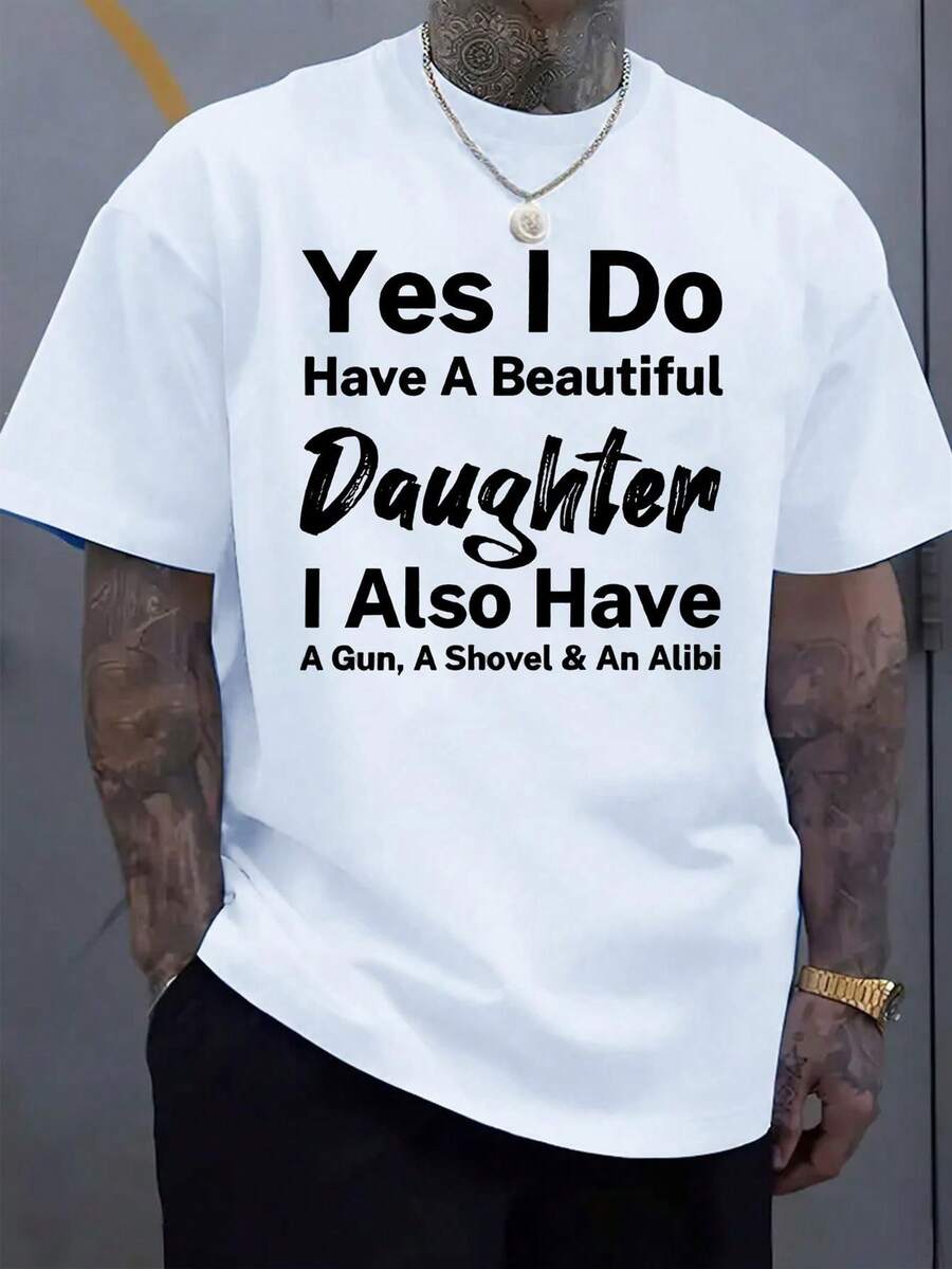 Camiseta Deportiva Casual para Mujer con Gráfico de Hombre Tatuado - Camiseta Elástica de Cuello Redondo, Lavable aáquina, Ajuste Cómodo y Apta para Todas las Estaciones, Estilo Moderno con Texto Impactante. - Blanco - Ver 1