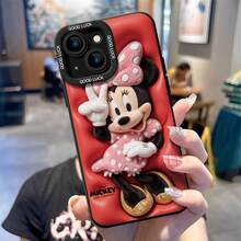 Officially Licensed Disney Mickey And Friends Minnie Mouse Phone Case, This Protective Phone Case Features A Lively Print Of Polka‑Dot Minnie Mouse With Glitter Shoe Details, With The Iconic "MICKEY AND FRIENDS" Logo Against A Bold Vibrant Red Background, Made With Flexible, Durable TPU Material To Protect Against Everyday Scratches, Bumps, And Minor Impacts, With A Raised Camera Frame Printed With Subtle Polka‑Dot Accents For Extra Lens Protection, Slim And Lightweight Construction That Adds Minimal Bulk And Fits Easily In Pockets And Bags, Compatible With IPhone 17, 16, 15, 14, 13, 12, 11 Pro Series And Galaxy S22, S23, S24, S25 Models, Making It A Timeless And Playful Choice For Minnie Fans And Disney Lovers, Ideal For Birthdays, Holidays, Or Any Special Occasion To Surprise Family And Friends. - Black - View 2