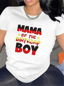 1 camiseta de manga corta para el cumpleaños de mamá |   Adecuado para celebraciones y fiestas, duradero y cómodo, apto tanto para uso interior como exterior, diseño de patrón elegante, tela suave, cuello redondo, tela de elasticidad media de 180g 100% algodón. - Blanco - Ver 1