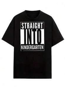 2026 Casual V-Neck T-Shirt Black Straight Into Kindergarten Print For School Camisetas Para Mujer Playeras Blusas Para Mujer Casual - Negro - Ver 4