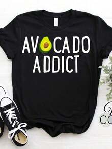 Camiseta Oversize de Manga Corta con Diseño de Aguacate, Camiseta Vegana, Camiseta sin Mangas para Amantes de los Aguacates, Camiseta Divertida de Aguacate, Regalo de Aguacate, Sudadera con Capucha de Aguacate (4) 100% Algodón - Negro 7 - Ver 6