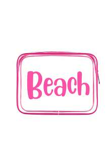 Large Capacity Zippered Travel Storage Bag - Waterproof Swimming Bag - Printed With Colorful "Beach" Letters Suitable For Toiletries, Travel Cosmetics And Diving Bag. With Zipper Closure. Perfect For Storing Passports, Fashion Glasses, Skincare Products And Other Travel Essentials. Beach Vacation Gift, Back To School Gift - Multicolor - View 13
