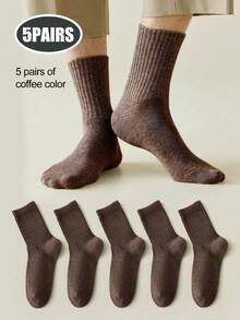 5/10 pares de calcetines de algodón puro neutros de media pantorrilla para hombre, para todas las estaciones, alta elasticidad, antibacterianos y resistentes al olor, unicolor negro blanco gris, calcetines de algodón minimalistas lisos adecuados para uso casual diario y de negocios - Multicolor - Ver 16