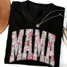 Boho Floral Mama T-Shirt, Mother's Day Gift,  Spring T-Shirt For Mom, Lovely Gift For Mom, Oversized T-Shirt For Women, Floral Mama T-Shirt - 白色 - 查看 2