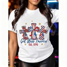 Women's "God Bless America" T-Shirt, 250 Years Of America, 250th Anniversary Of The USA, Gift T-Shirt For Independence Day, 4th Of July, Cotton T-Shirt For Men And Women - GBA-White - 查看 11