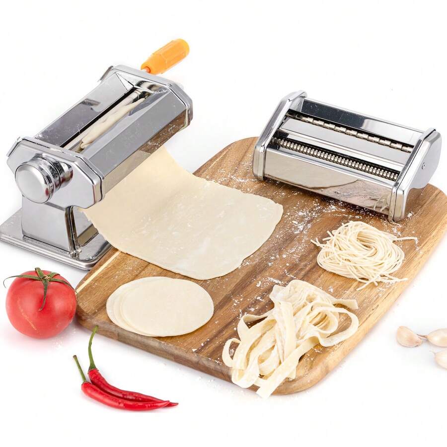Manual Pasta Maker Machine Stainless Steel – Homemade Noodle Maker, Dough Roller & Cutter for Spaghetti, Tagliatelle, Lasagne Sheets, Dumpling Wrappers & Fresh Pasta Kitchen Tool - 銀色 - 查看 1