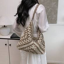 BAILEE 休閒穿孔 PU 女款托特包，拼色設計，大容量，適合穿搭與送禮 - 彩色 - 查看 4