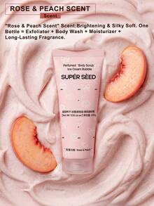 SUPER SEED Rose & Peach Scented Body Scrub, Nourishing & Brightening Exfoliating Scrub - Roses and Peaches - View 2