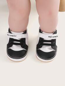 1 Pair Newborn Infant Boy Color Block Casual Flat Sneakers, Versatile For Spring & Autumn - White - View 3
