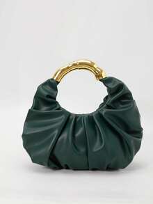 Dedoo New Fashionable Multi-Functional Thick Metal Hardware Pleated Large Capacity Cloud Handbag - Green - View 3