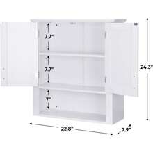 Bathroom Wall Cabinet Over The Toilet, White Medicine Cabinet With 2 Doors And Adjustable Inner Shelves, For Bathroom, Living Room - Default - View 5