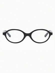 1 Cặp kính nam gọng đen oval bằng nhựa PC, kiểu dáng cổ điển, màu trơn, gọng nhỏ, cá tính, tối giản, thời trang. - màu đen - Xem 3