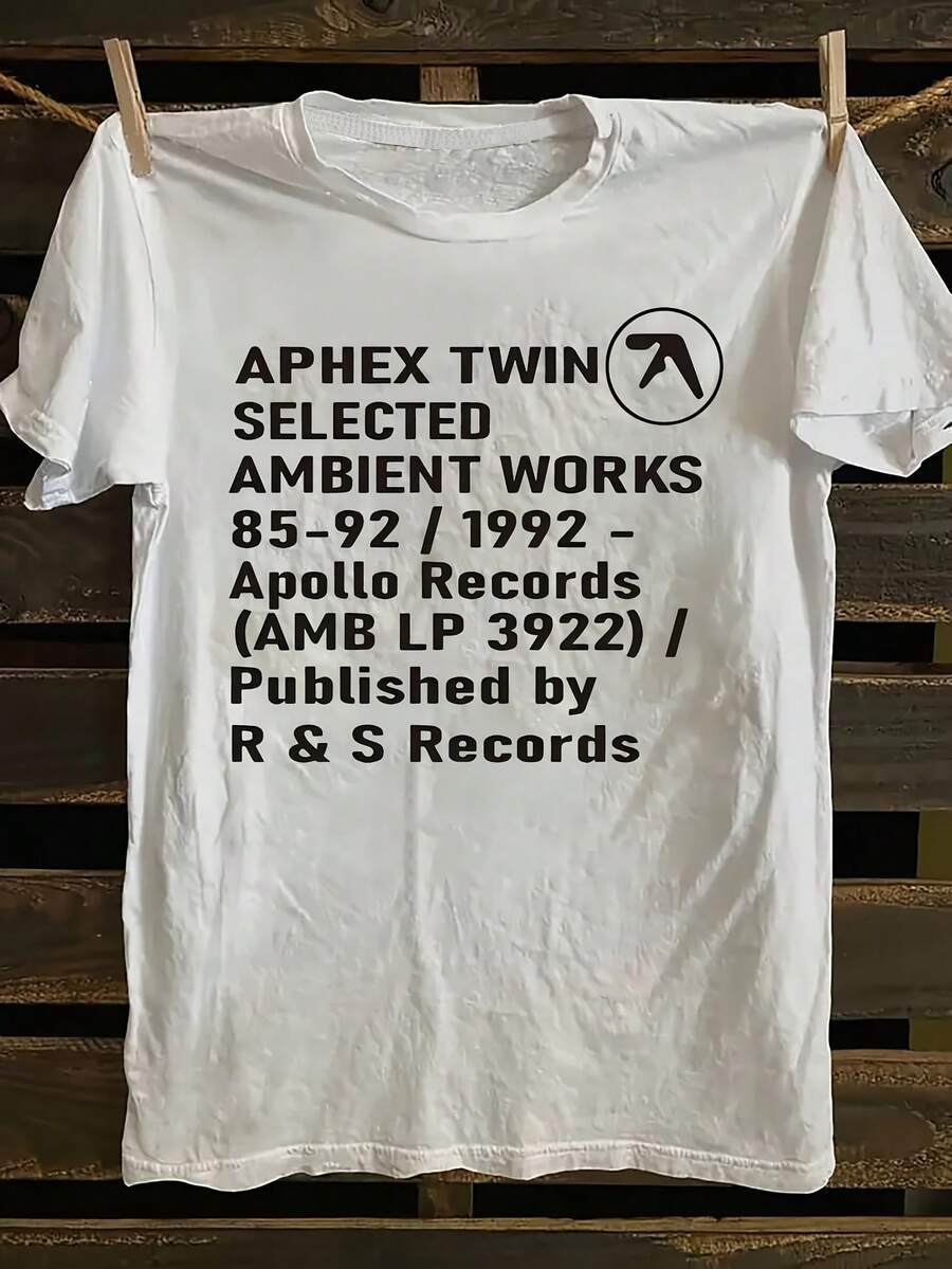 Women's 1-Piece T-Shirt With Aphex Twin Album Lettering Print, Round Neck And Short Sleeves, Casual Short-Sleeved Round Neck Top Suitable For Summer, The Perfect Birthday Gift, Holiday Gift - White - View 1