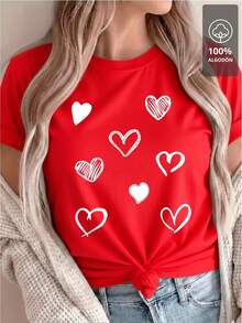 Nine Hearts Black - 100% T-Shirt - [紅色的] - 查看 1