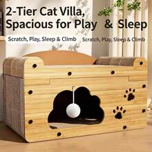 Cute Cat Villa Cat Bed Cat Scratcher Corrugated Cardboard Cat House No Shedding - one-size - View 12